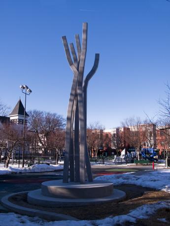 "Reach" by Douglas Kornfeld, Mozart Park, Jamaica Plain (Photo credit to the artist)