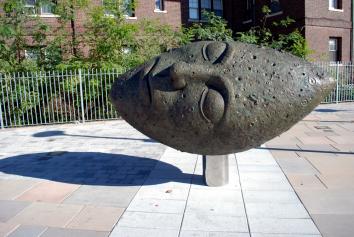 Sleeping Moon, MBTA's Ashmont Station Plaza, Peabody Square, by Joseph Wheelwright